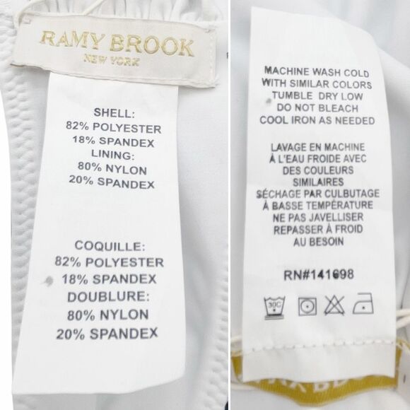 NET Ramy Brook Marie Bikini Top Size XS Black White Palm Print Halter Swim $128 - Picture 11 of 13